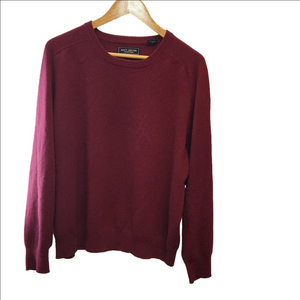 Navy Cutter wine burgundy pure cashmere long sleeve crewneck sweater sz L